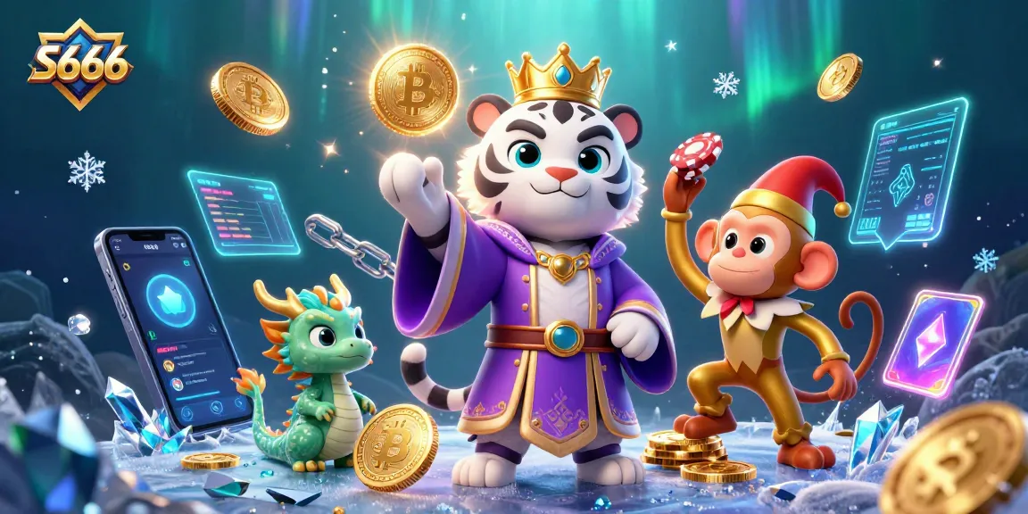 S666 players engage with vibrant gaming elements and captivating characters in a colorful casino atmosphere.