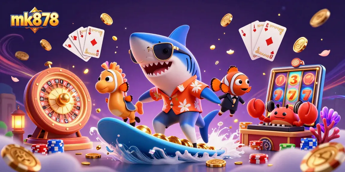 Experience the thrill of winning at mk878 with a fun, colorful underwater casino scene.