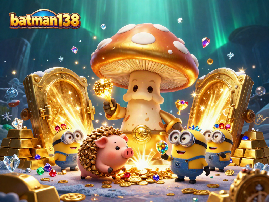 Experience thrilling treasure hunts with batman138 in this enchanting casino adventure illustration.