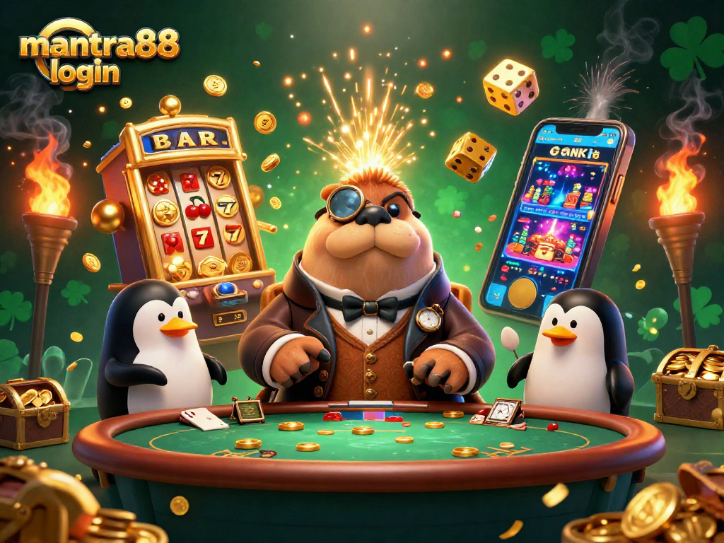 Engage in exciting gameplay with mantra88 login featuring a wacky poker scene.