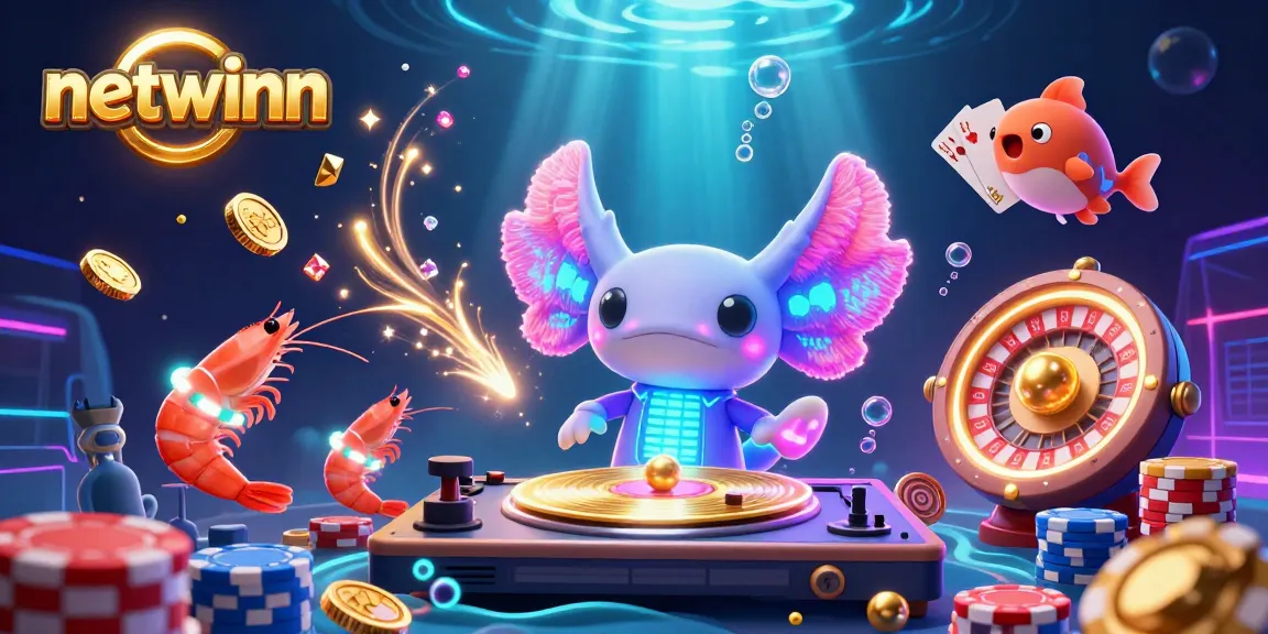 Explore vibrant netwinn scenes with colorful characters and casino elements, creating a party atmosphere.