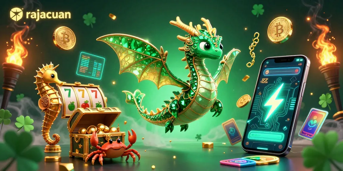 Maximize your chances with rajacuan in vibrant 3D illustration featuring slot elements and cryptocurrency.