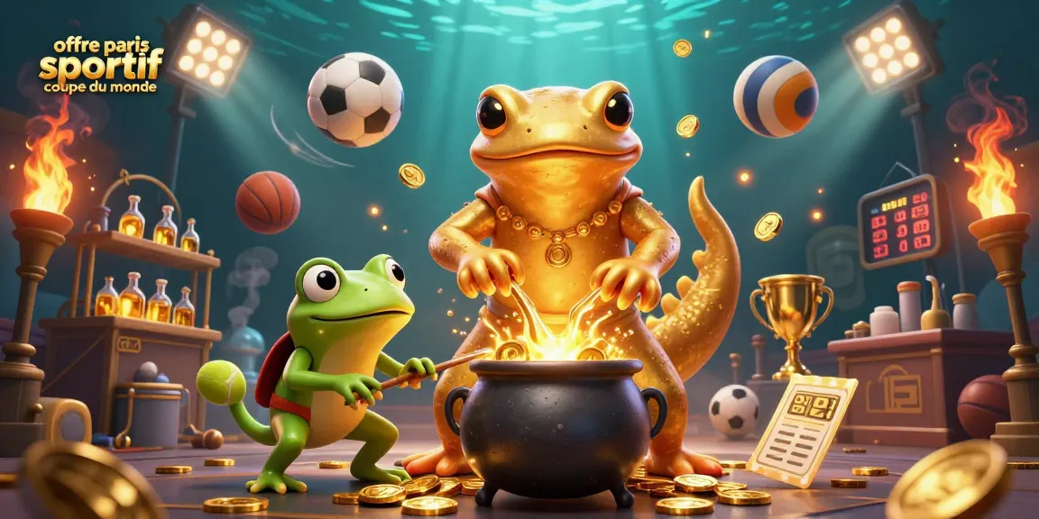 Profitez des offres paris sportifs Coupe du Monde avec une illustration immersive et dynamique.
