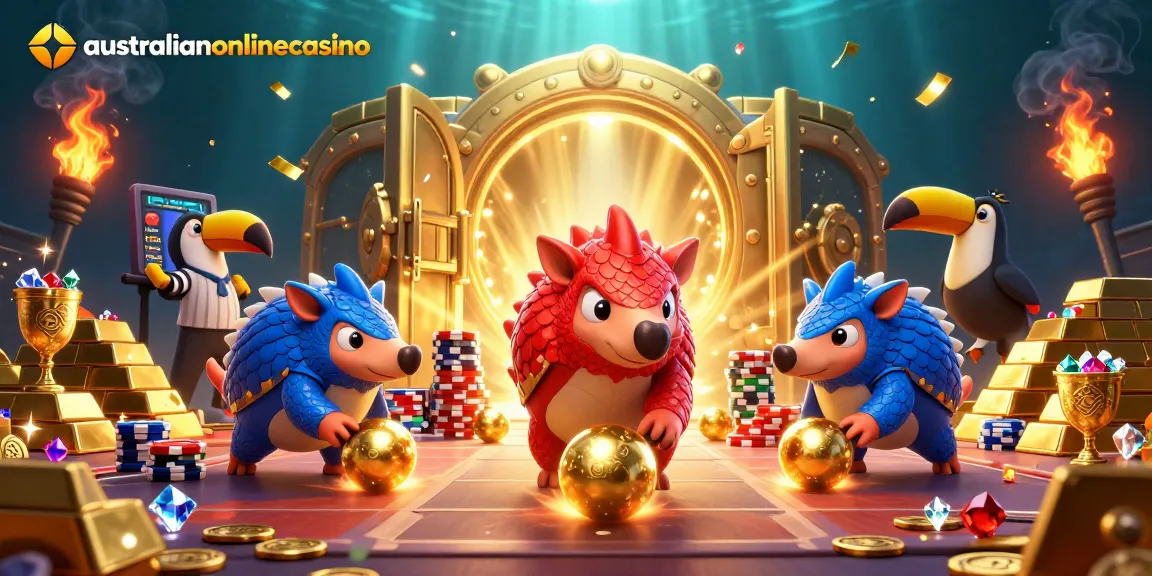 A dynamic scene showcasing rival pangolins in a game-like setting, crafted for australianonlinecasino enjoyment.