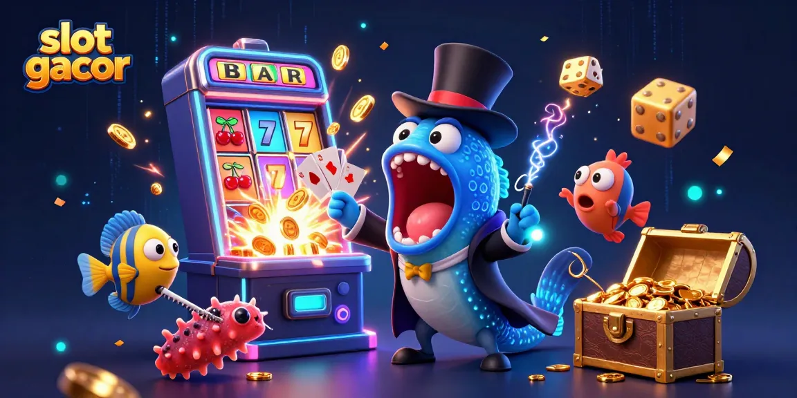 Experience the thrill of slot gacor with a vibrant 3D illustration of underwater casino magic.