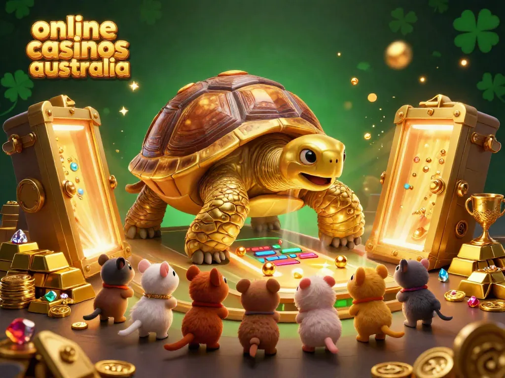 Experience excitement with online casinos australia featuring a golden tortoise pinball machine and coins!