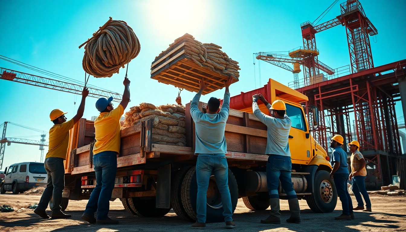 Hauling heavy materials during professional service at a construction site.