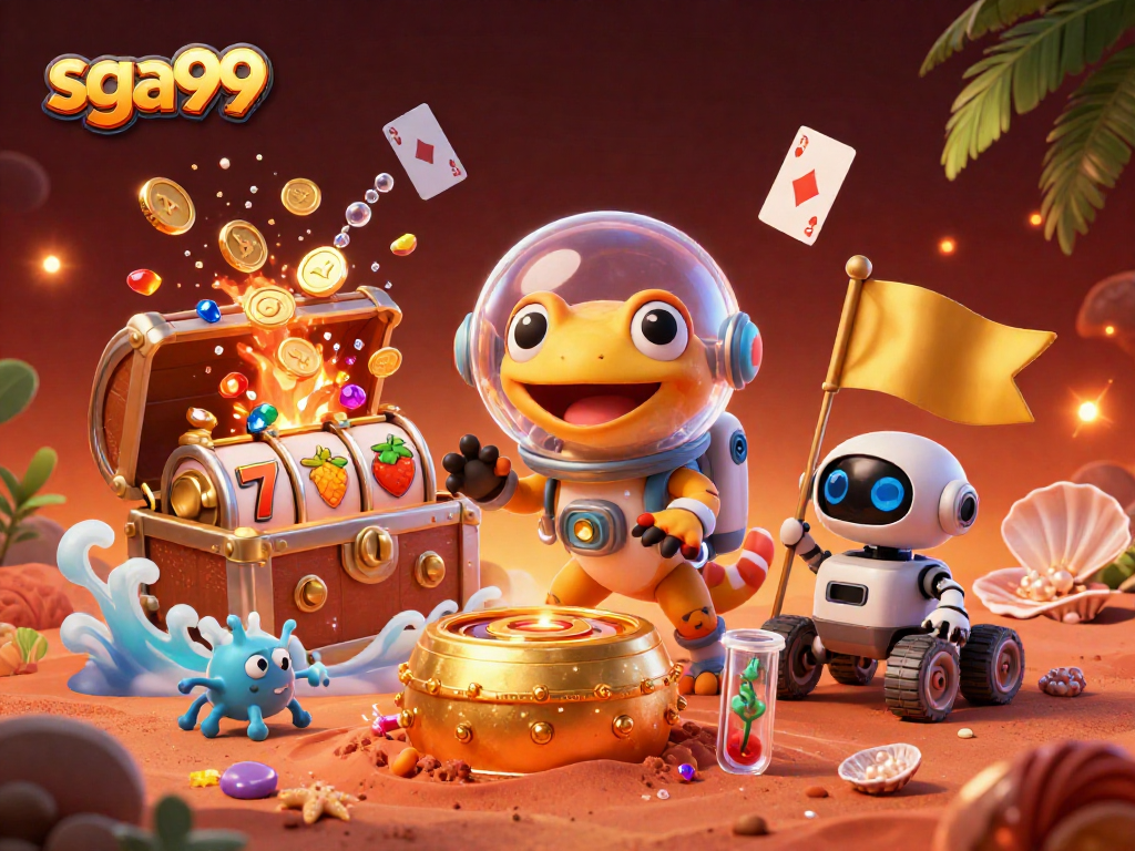 Experience thrilling gameplay at sga99 with a Martian gecko discovering a golden casino!