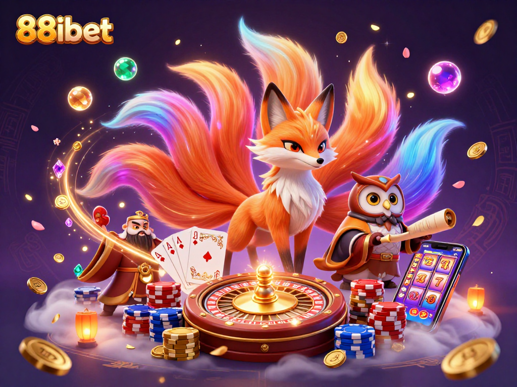 Experience the vibrant world of 88ibet with colorful characters, cascading coins, and exciting game elements.