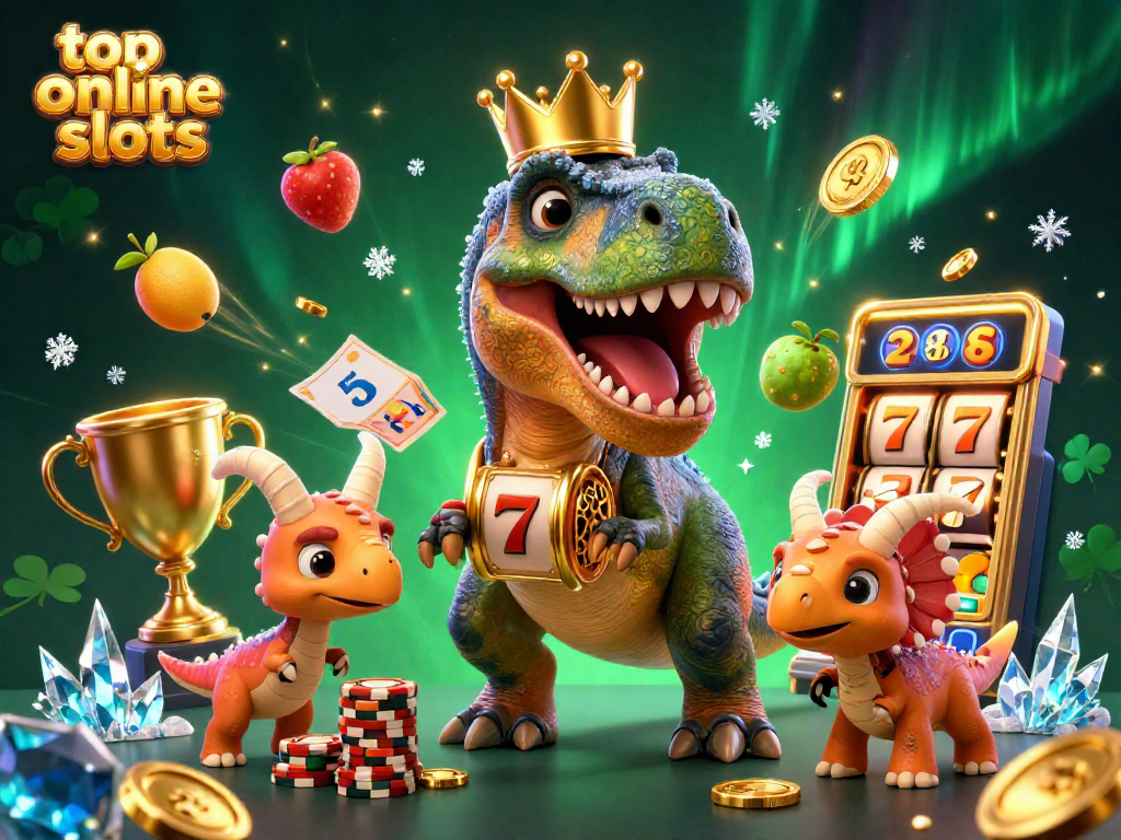 Experience the thrill of top online slots with vibrant characters in a lively casino scene.