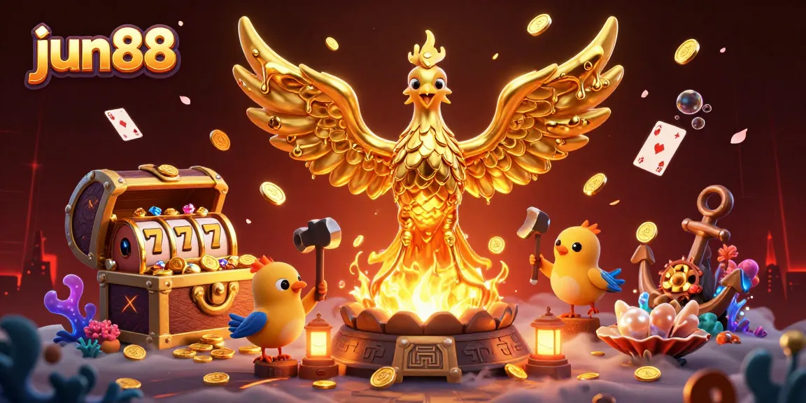 Experience thrilling gaming adventures with jun88 as molten gold flows from a phoenix, symbolizing jackpot wins.