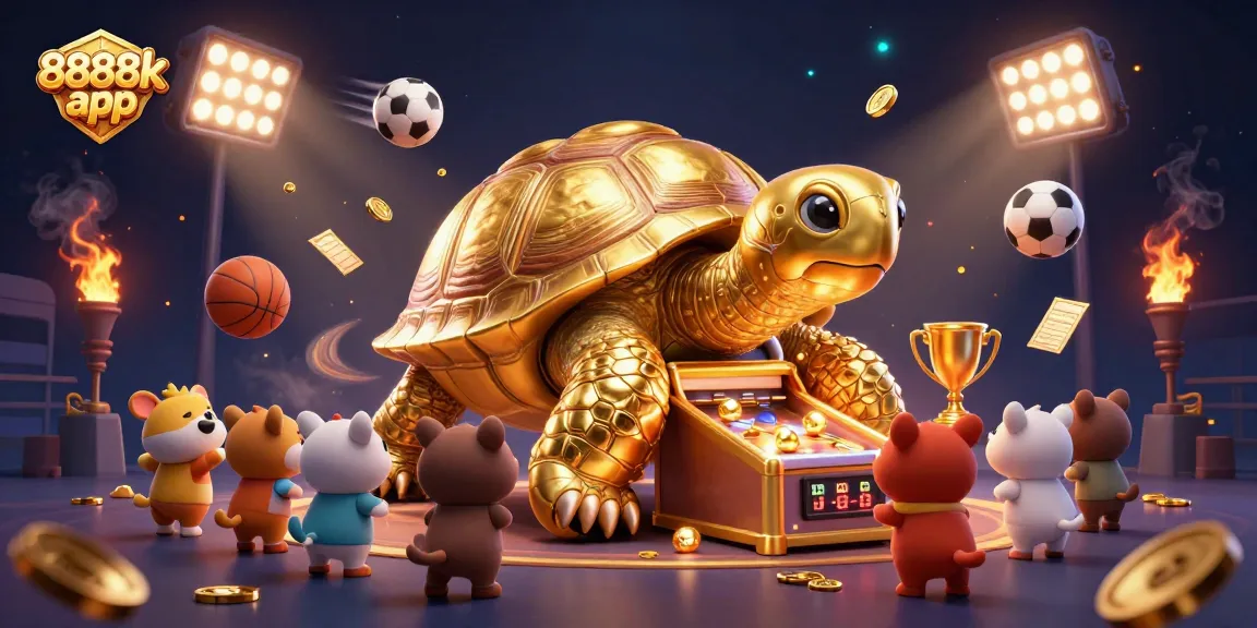 Engage with the exciting 8888k app featuring a thrilling 3D casino scene with sports elements.
