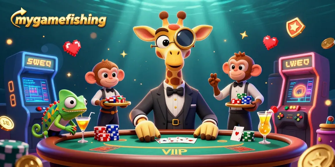 Experience thrilling moments with mygamefishing at a colorful poker table filled with action.