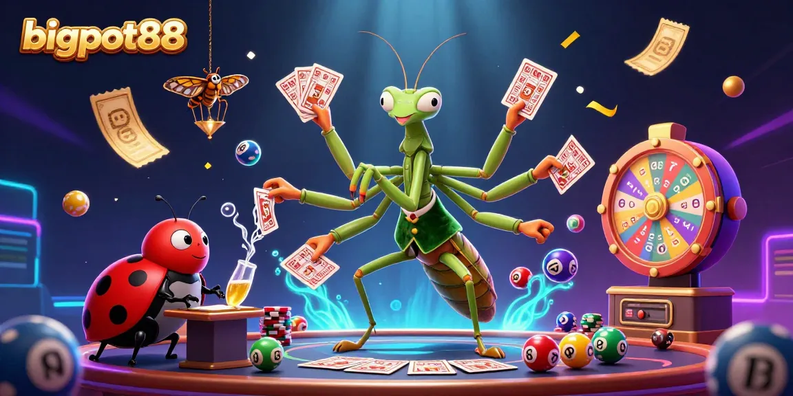 Experience bigpot88 with vibrant lottery games and dynamic casino elements in this lively 3D illustration