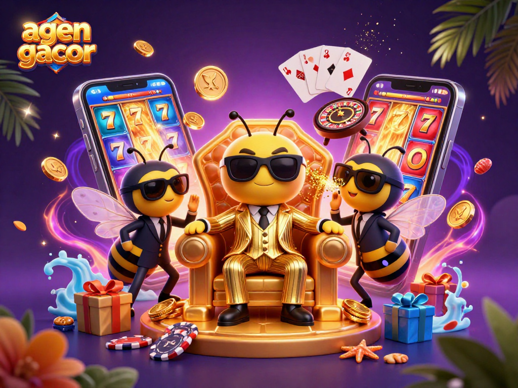 Experience thrilling wins with agen gacor in this vibrant casino scene featuring slot games and jackpot excitement.