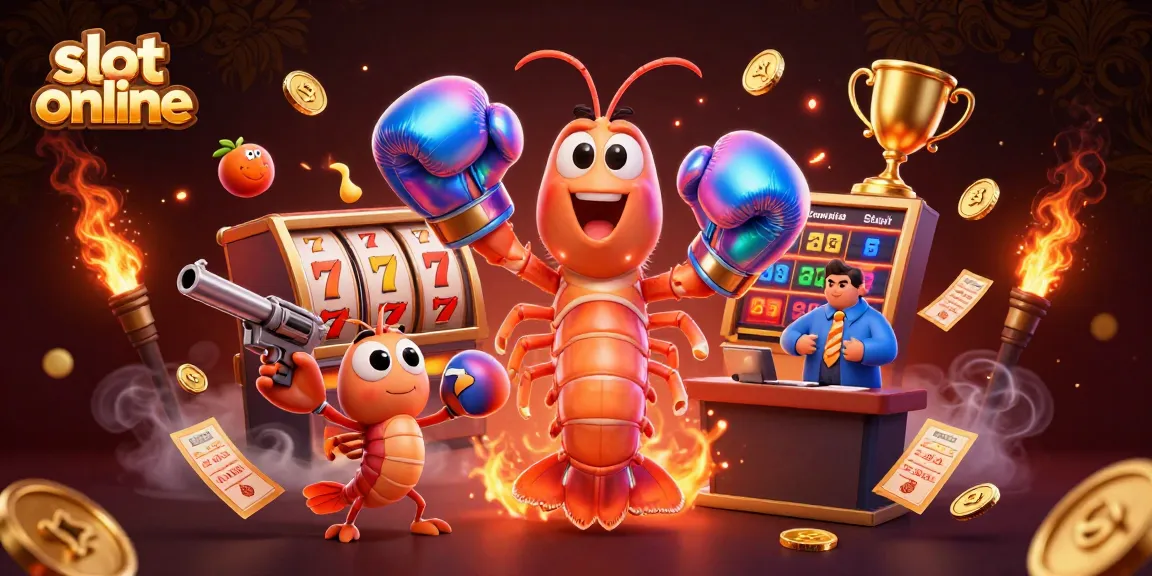 Experience slot online action with 3D cartoon shrimp characters at a dynamic casino scene.