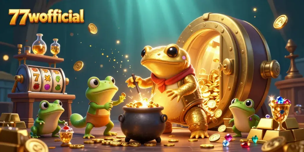 Engage with the thrilling world of 77wofficial's casino games featuring enchanting characters and dazzling treasures.