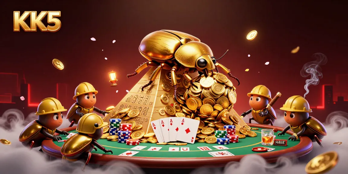 Join the KK5 casino experience as golden beetles navigate the thrill of online gambling.