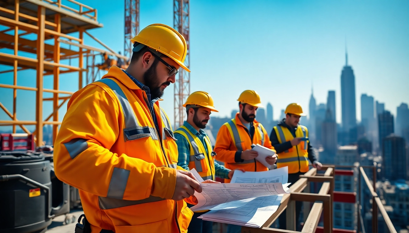 Engaged Manhattan General Contractor team collaborating on a high-rise project in the city.