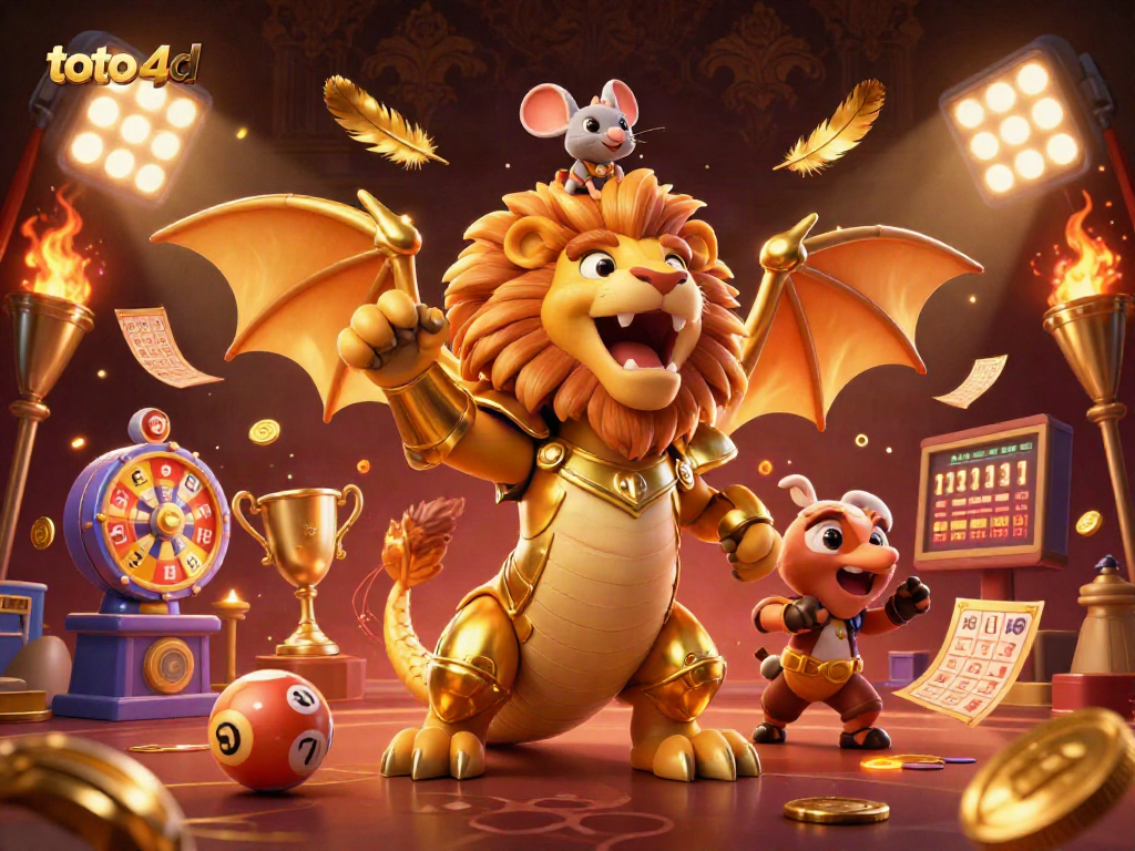 Engage with the exciting world of toto 4d in a vibrant lottery-themed 3D scene.