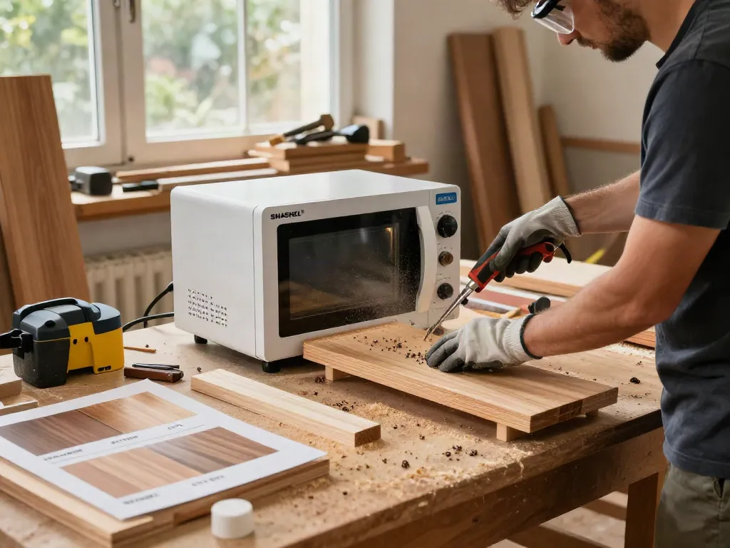 SHASHEL® microwave device eliminating wood insects in a workshop