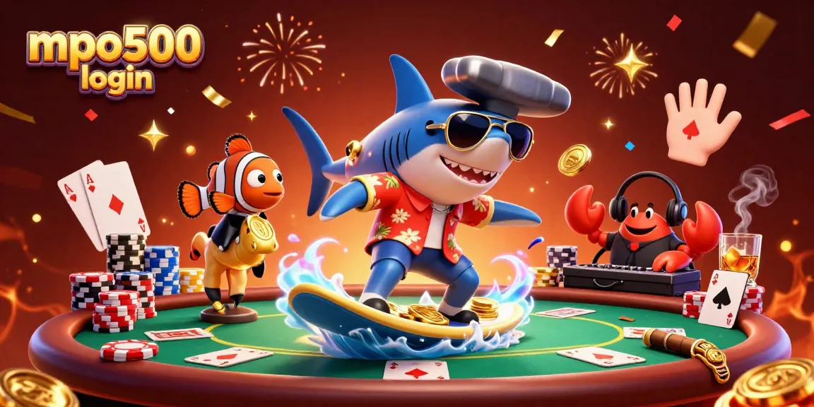 MPO500 login to enjoy exciting online gaming with themed characters and vibrant casino elements.